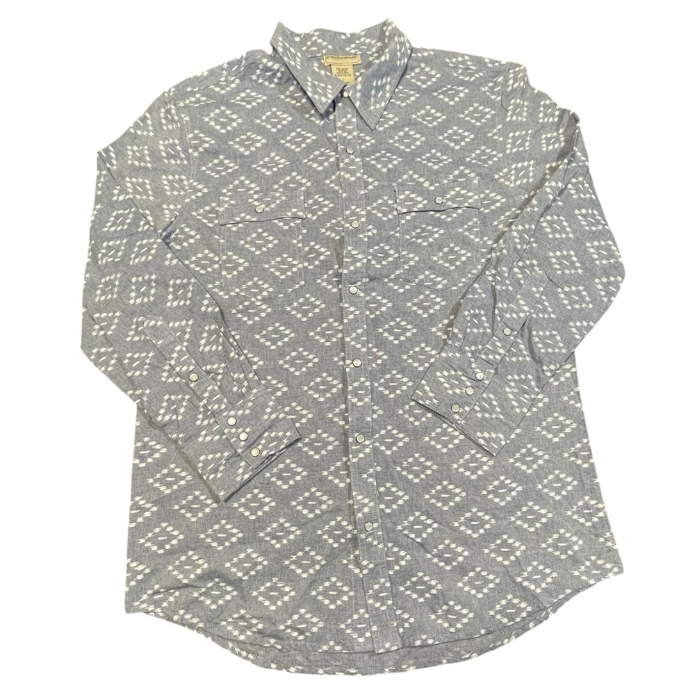 Scandia Woods men size large pearl snap button down shirt unisex diamond western